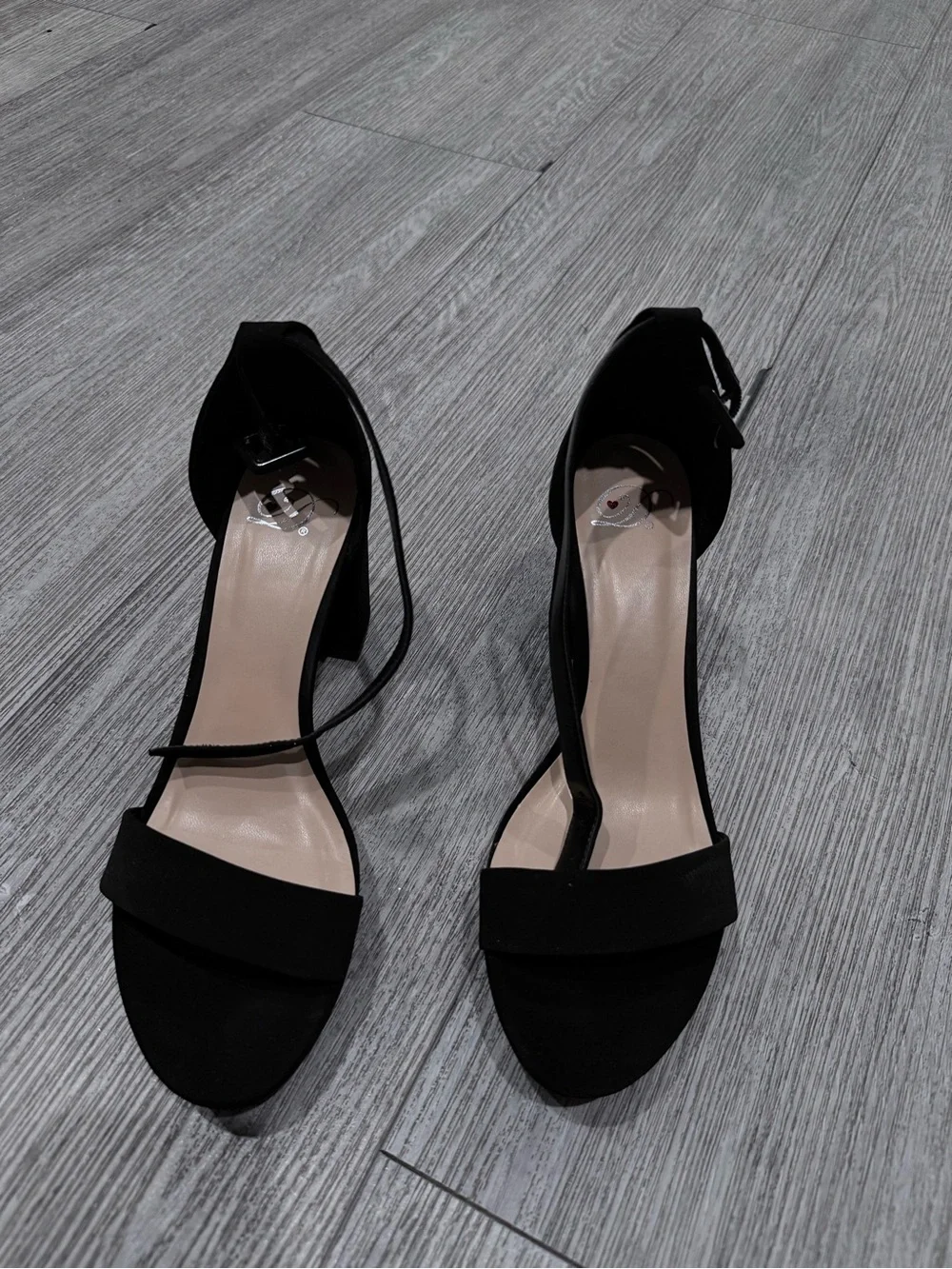 Women's Black Ankle Strap Block Heel Sandals